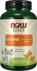 NOW Pets L-Lysine Immune System Support Cat Supplement, 8-oz jar