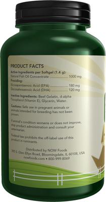 Show full view: NOW Pets Omega-3 Support Dog & Cat Supplement, 180 count slide 3 of 11