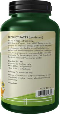 Show full view: NOW Pets Omega-3 Support Dog & Cat Supplement, 180 count slide 4 of 11