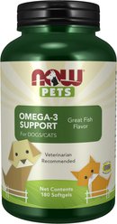 NOW Pets Omega-3 Support Dog & Cat Supplement, 180 count