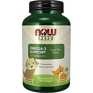 NOW Pets Omega-3 Support Dog & Cat Supplement, 180 count