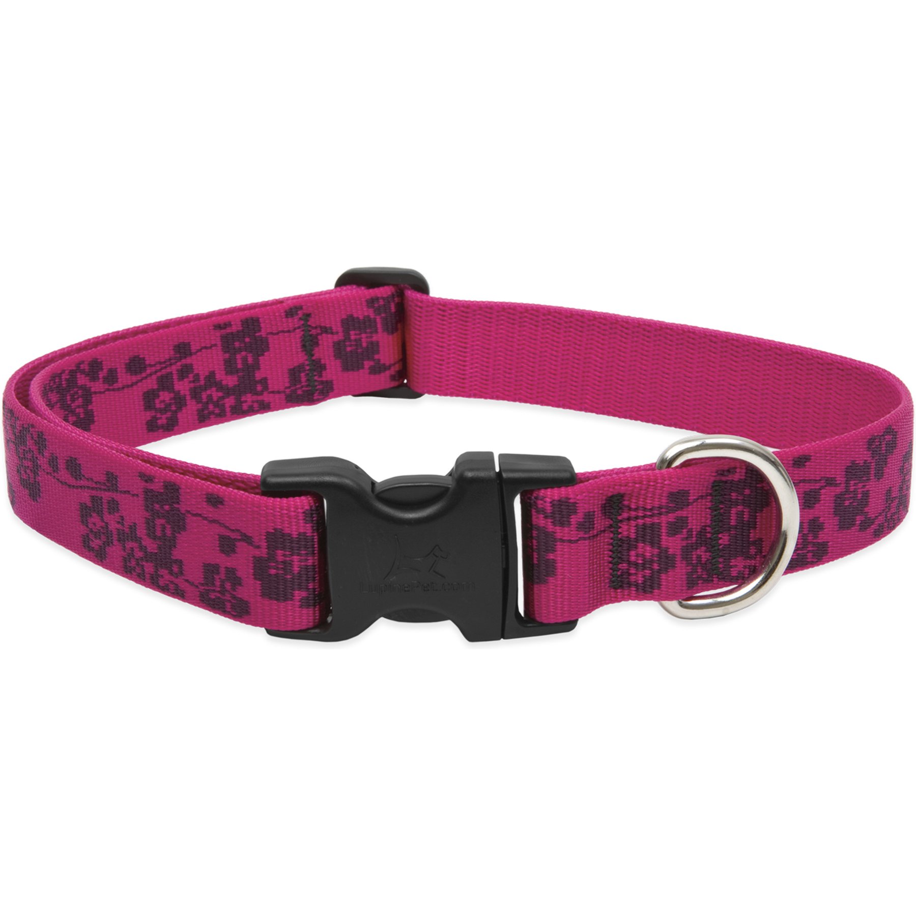LupinePet Plum Blossom Dog Collar, X-Large: 25 to 31-in neck, 1-in wide