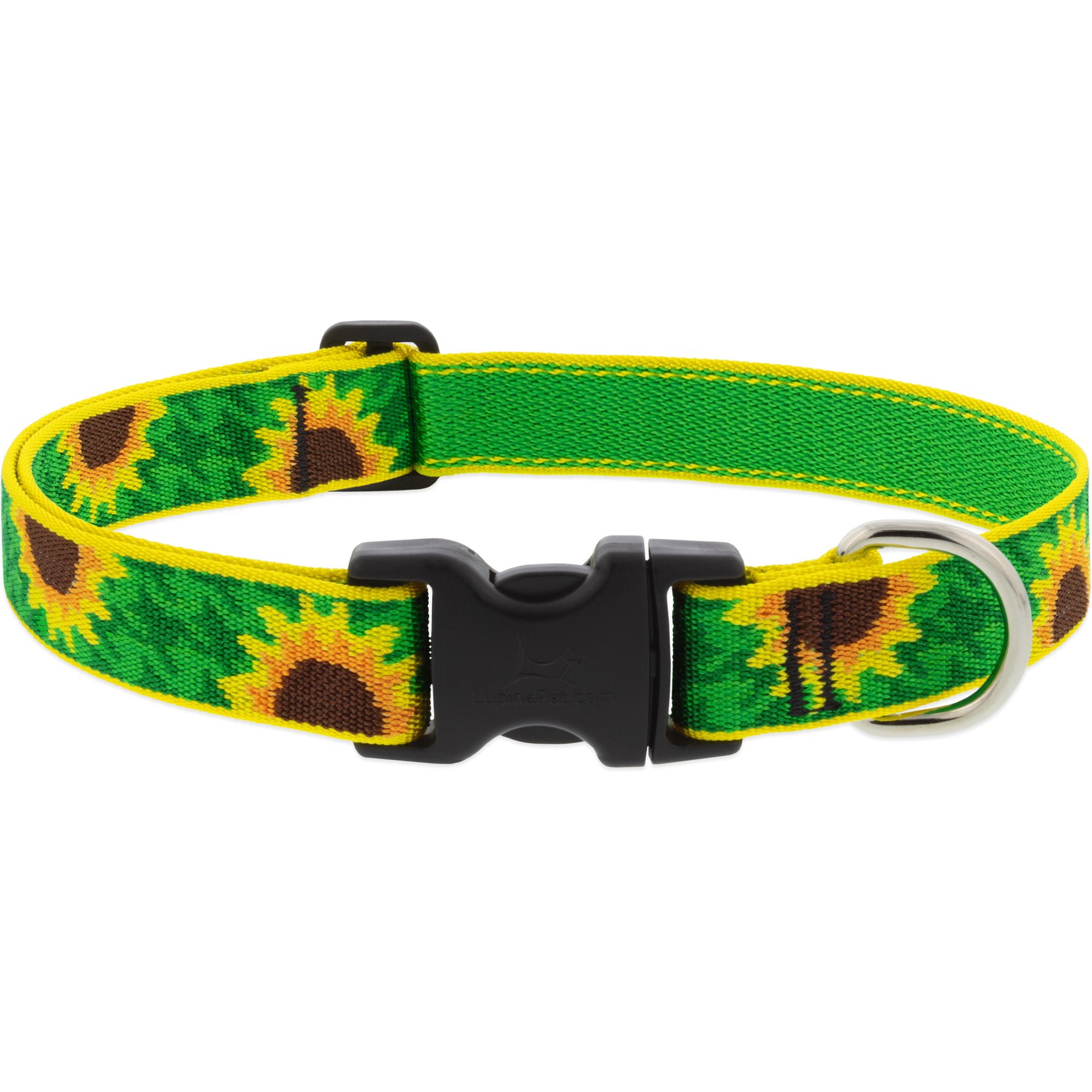 LupinePet Sunflowers Dog Collar, Medium: 12 to 20-in neck, 1-in wide