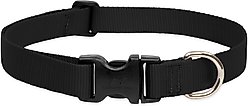 LupinePet Basic Solid Dog Collar, Black, Medium: 12 to 20-in neck, 1-in wide