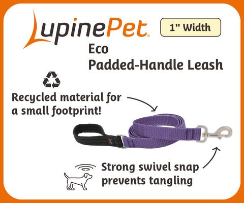 Show full view: LupinePet ECO Recycled Dog Padded Handle Dog Leash, Moss, Regular: 6-ft long, 1-in wide slide 3 of 5
