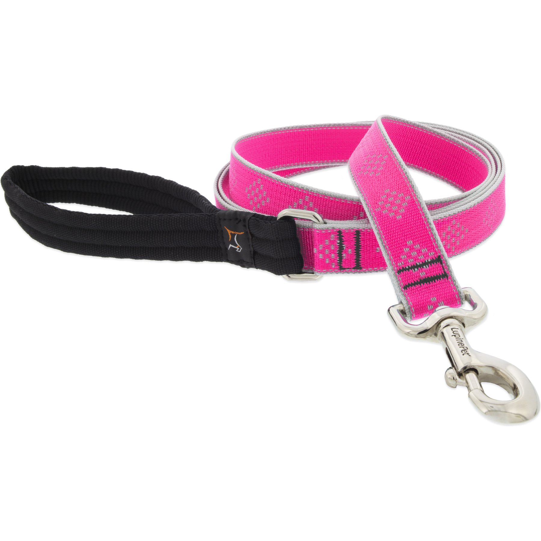 LupinePet Reflective Diamonds Padded Handle Dog Leash, Pink Diamond, Regular: 4-ft long, 1-in wide