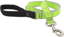 LupinePet Reflective Diamonds Padded Handle Dog Leash, Green Diamond, Regular: 6-ft long, 1-in wide