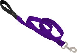 LupinePet Basic Solid Padded Handle Dog Leash, Purple, Regular: 6-ft long, 1-in wide