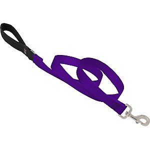 LupinePet Basic Solid Padded Handle Dog Leash, Purple, Regular: 6-ft long, 1-in wide