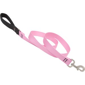 LupinePet Basic Solid Padded Handle Dog Leash, Pink, Regular: 6-ft long, 1-in wide