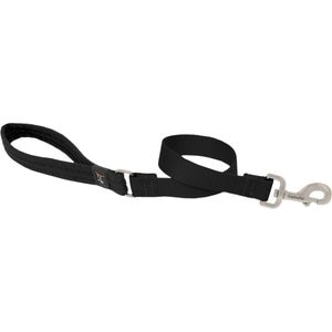 LupinePet Basic Solid Padded Handle Dog Leash, Black, Short: 2-ft long, 1-in wide