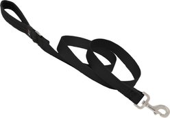 LupinePet Basic Solid Padded Handle Dog Leash, Black, Regular: 6-ft long, 1-in wide