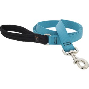 LupinePet Basic Solid Padded Handle Dog Leash, Aqua, Regular: 6-ft long, 1-in wide