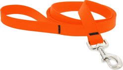 LupinePet Waterproof BioThane Padded Handle Dog Leash, Neon Orange, Regular: 4-ft long, 1-in wide