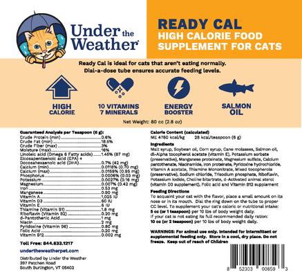 Show full view: Under the Weather Ready Cal High Calorie Food Nutritional Gel Cat Supplement, 80-cc syringe slide 3 of 9