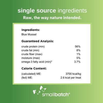 Show full view: Smallbatch Pets Freeze-Dried Blue Mussels Dog & Cat Treat, 2-oz bag slide 5 of 6