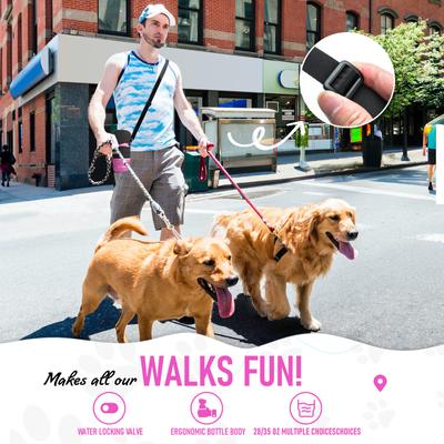 Show full view: LESOTC Foldable Travel Dog Water Bottle, 34-oz, Pink slide 3 of 6