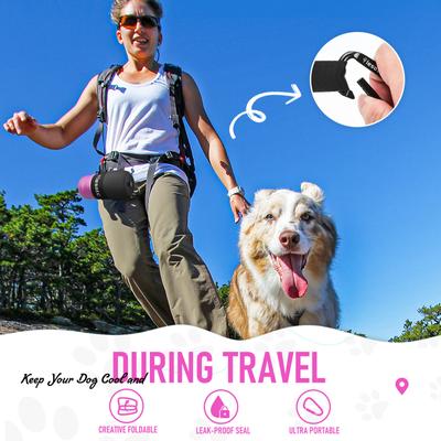 Show full view: LESOTC Foldable Travel Dog Water Bottle, 34-oz, Pink slide 5 of 6