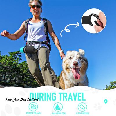 Show full view: LESOTC Foldable Travel Dog Water Bottle, 34-oz, Blue slide 5 of 6