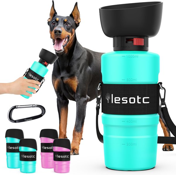 LESOTC Foldable Travel Dog Water Bottle, 34-oz