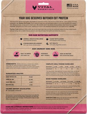 Show full view: Vital Essentials Freeze-Dried Raw Chicken Entree & Mixer Dog Food Crunchy Mini Nibs, 25-oz bag slide 3 of 11
