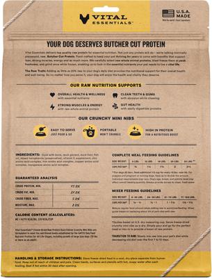 Show full view: Vital Essentials Freeze-Dried Raw Duck Entree & Mixer Dog Food Crunchy Mini Nibs, 25-oz bag slide 3 of 12
