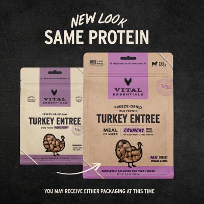 Show full view: Vital Essentials Freeze-Dried Raw Turkey Entree & Mixer Dog Food Crunchy Mini Nibs, 5.5-oz bag slide 4 of 12