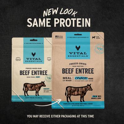 Show full view: Vital Essentials Freeze-Dried Raw Beef Entree & Mixer Dog Food Crunchy Nibs, 14-oz bag slide 4 of 12