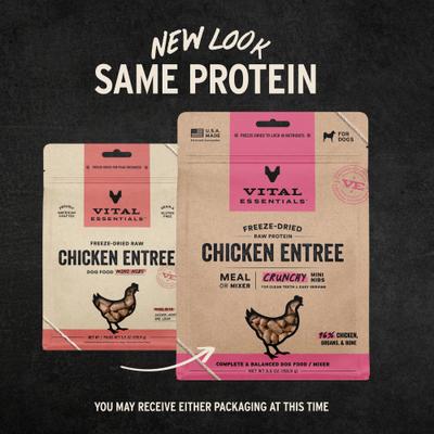 Show full view: Vital Essentials Freeze-Dried Raw Chicken Entree & Mixer Dog Food Crunchy Mini Nibs, 5.5-oz bag slide 4 of 11