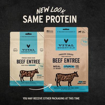 Show full view: Vital Essentials Freeze-Dried Raw Beef Entree & Mixer Dog Food Crunchy Mini Nibs, 14-oz bag slide 4 of 12