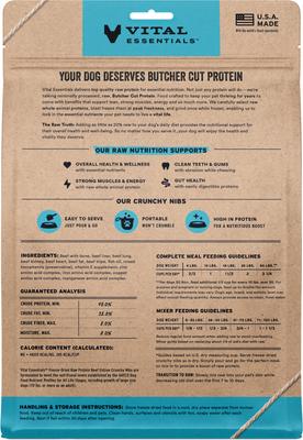 Show full view: Vital Essentials Freeze-Dried Raw Beef Entree & Mixer Dog Food Crunchy Nibs, 14-oz bag slide 3 of 12