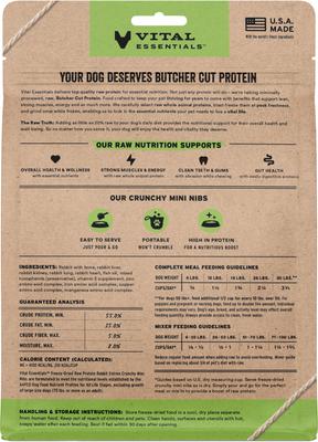 Show full view: Vital Essentials Freeze-Dried Raw Rabbit Entree & Mixer Dog Food Crunchy Mini Nibs, 5.5-oz bag slide 3 of 11