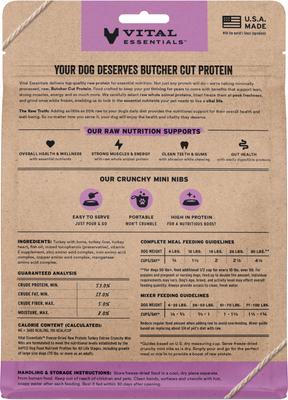Show full view: Vital Essentials Freeze-Dried Raw Turkey Entree & Mixer Dog Food Crunchy Mini Nibs, 5.5-oz bag slide 3 of 12