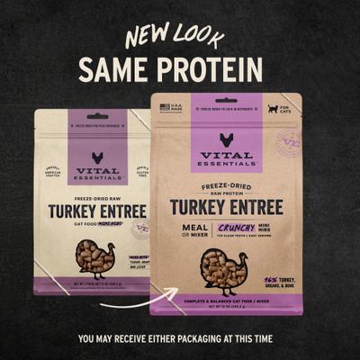 Show full view: Vital Essentials Freeze-Dried Raw Turkey Entree & Mixer Cat Food Crunchy Nibs, 12-oz bag slide 4 of 11