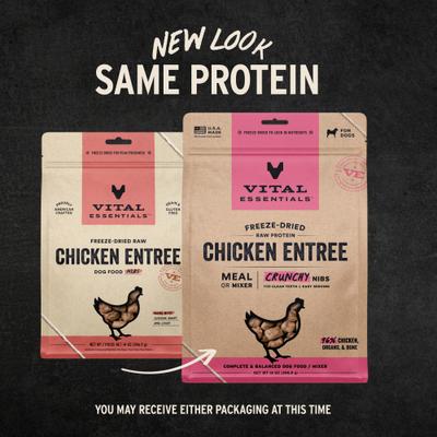 Show full view: Vital Essentials Freeze-Dried Raw Chicken Entree & Mixer Dog Food Crunchy Nibs, 14-oz bag slide 4 of 12