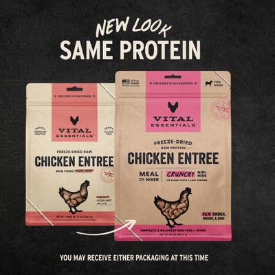 Show full view: Vital Essentials Freeze-Dried Raw Chicken Entree & Mixer Dog Food Crunchy Mini Nibs, 14-oz bag slide 4 of 11
