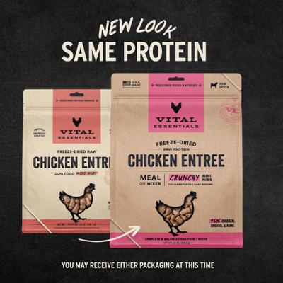 Show full view: Vital Essentials Freeze-Dried Raw Chicken Entree & Mixer Dog Food Crunchy Mini Nibs, 25-oz bag slide 4 of 11