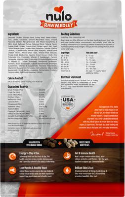 Show full view: Nulo Raw Medley Chicken, Oats & Turkey Adult Dry Dog Food, 4-lb bag slide 3 of 12