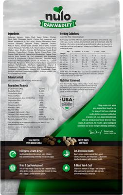 Show full view: Nulo Raw Medley Salmon, Oats & Turkey Puppy Dry Dog Food, 4-lb bag slide 3 of 11