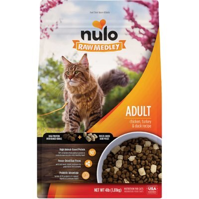 Nulo Nulo Raw Medley Chicken, Turkey & Duck Adult Dry Cat Food, 4-lb bag