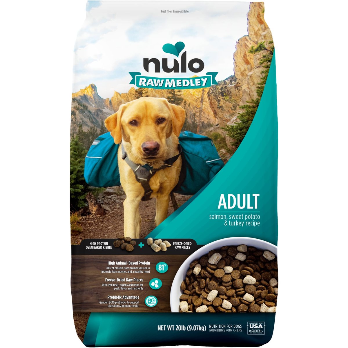 Nulo Raw Medley Salmon, Sweet Potato & Turkey Adult Dry Dog Food, 20-lb bag