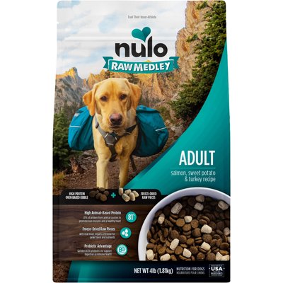 Nulo Nulo Raw Medley Salmon, Sweet Potato & Turkey Adult Dry Dog Food, 4-lb bag