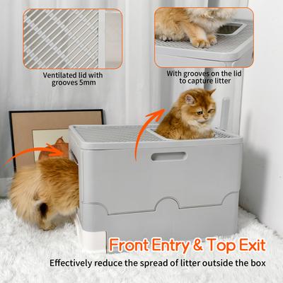 Show full view: Wisfor Front Entry Enclosed Cat Litter Box with Scoop, 21.54-in slide 4 of 7