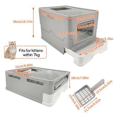 Show full view: Wisfor Front Entry Enclosed Cat Litter Box with Scoop, 21.54-in slide 6 of 7