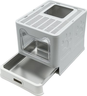 Show full view: Wisfor Front Entry Stainless Steel Pan Enclosed Cat Litter Box with Scoop, Large slide 9 of 10
