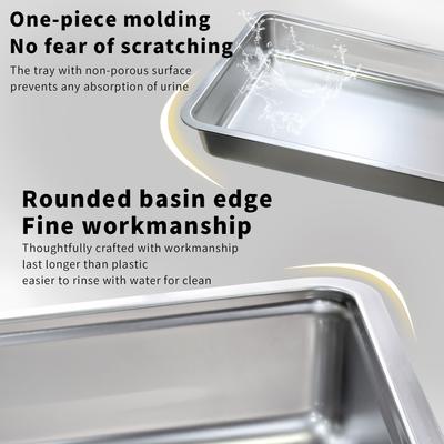 Show full view: Wisfor Front Entry Stainless Steel Pan Enclosed Cat Litter Box with Scoop, Large slide 5 of 10