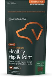 VetriScience GlycoFlex Plus Ultimate Strength Healthy Hip & Joint Peanut Butter Flavored Chews with Glucosamine & Chondroitin, Supplement for Medium to Large Dogs, 120 count