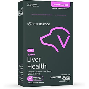 VetriScience VETRI SAMe 225 S-Adenosyl-Methionine Liver Detox Supplement Tablets Liver Supplement for Medium & Large Breed Dogs, 30 count