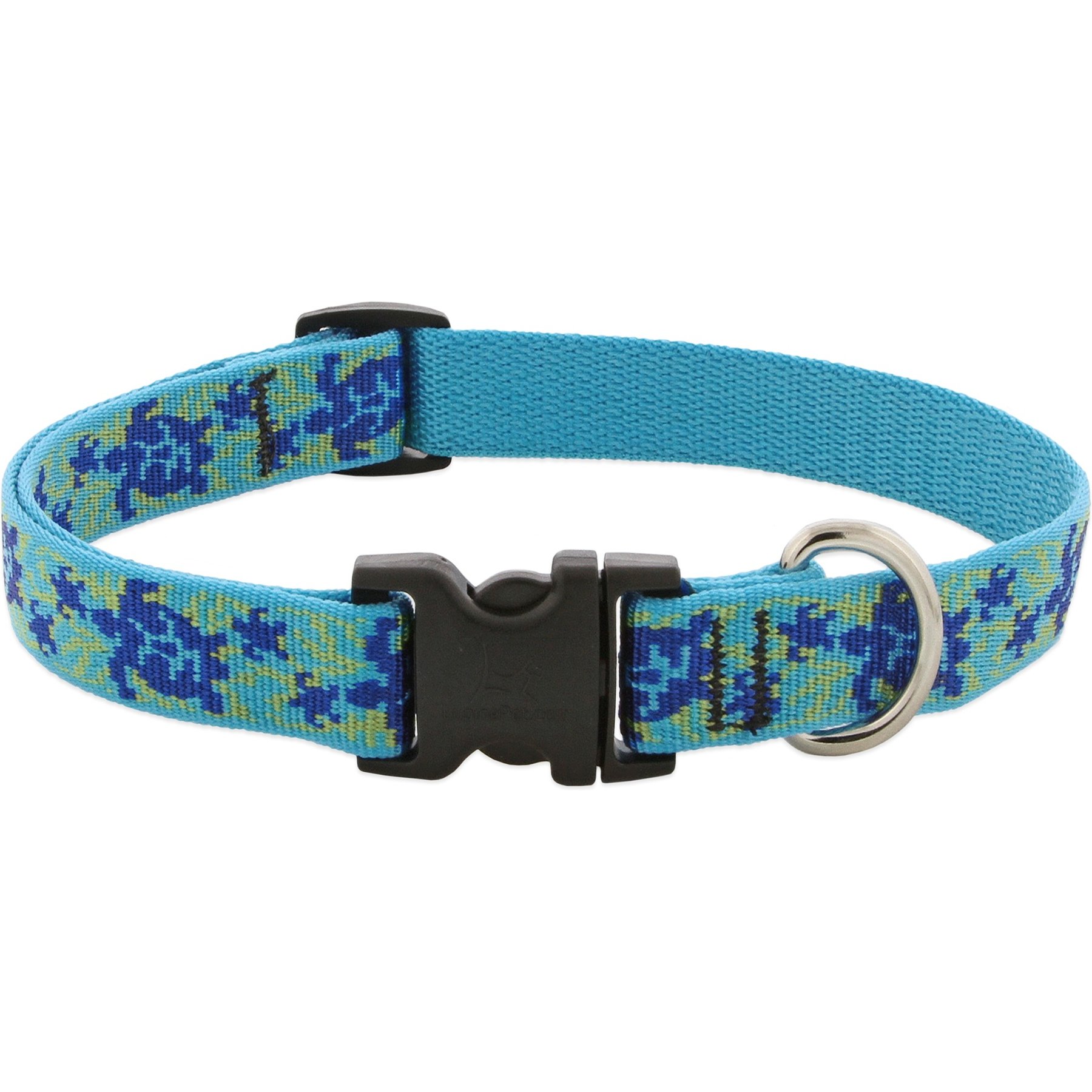 LupinePet Original Designs Turtle Reef Nylon Standard Dog Collar, Large: 15 to 25-in neck, 3/4-in wide