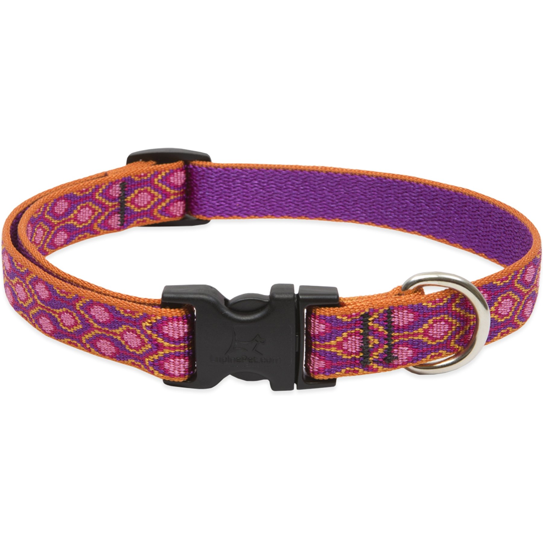 LupinePet Original Designs Alpen Glow Nylon Standard Dog Collar, Small: 9 to 14-in neck, 3/4-in wide